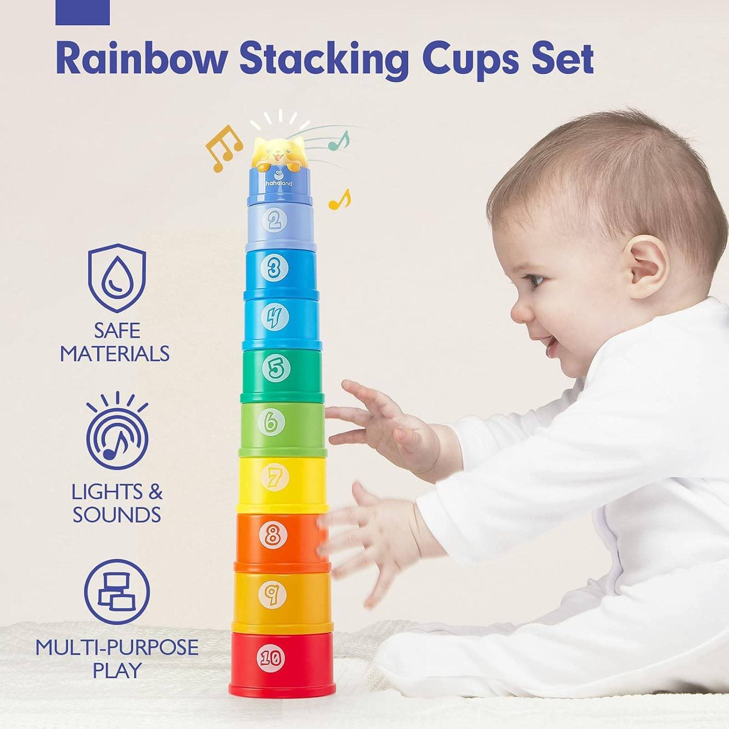 9 PCS Rainbow Stacking Cups for Kids